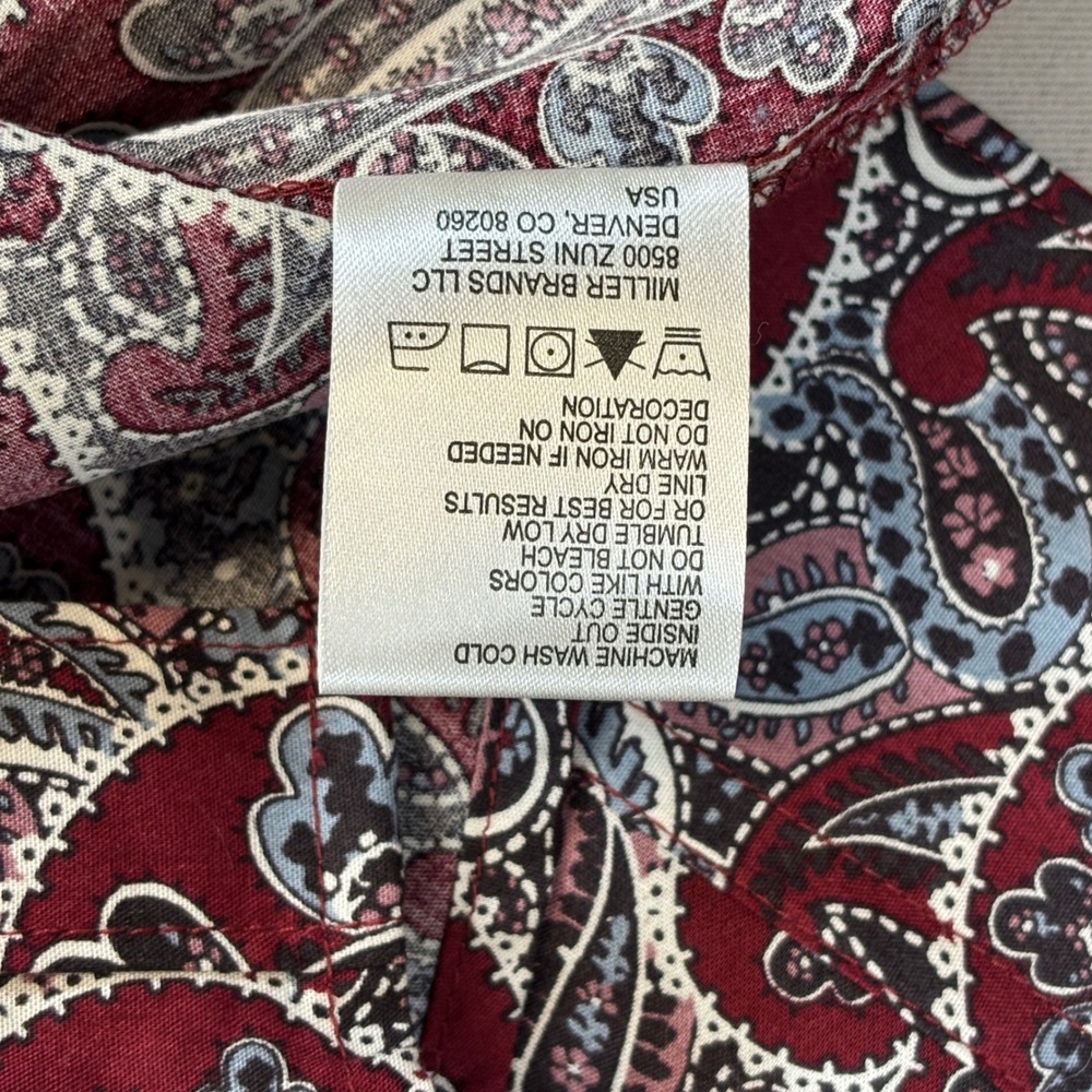 NEW Cinch Paisley Western Shirt Womens Medium Burgundy Pearl Snap Cotton Rodeo - Picture 11 of 15